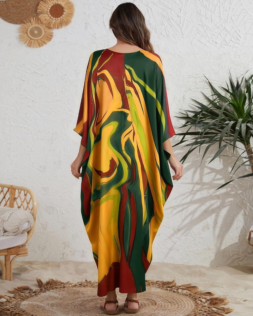 Women Colorful Kaftan Dresses Swimsuit Coverup Moo Moos Caftans - Picture 5 of 6